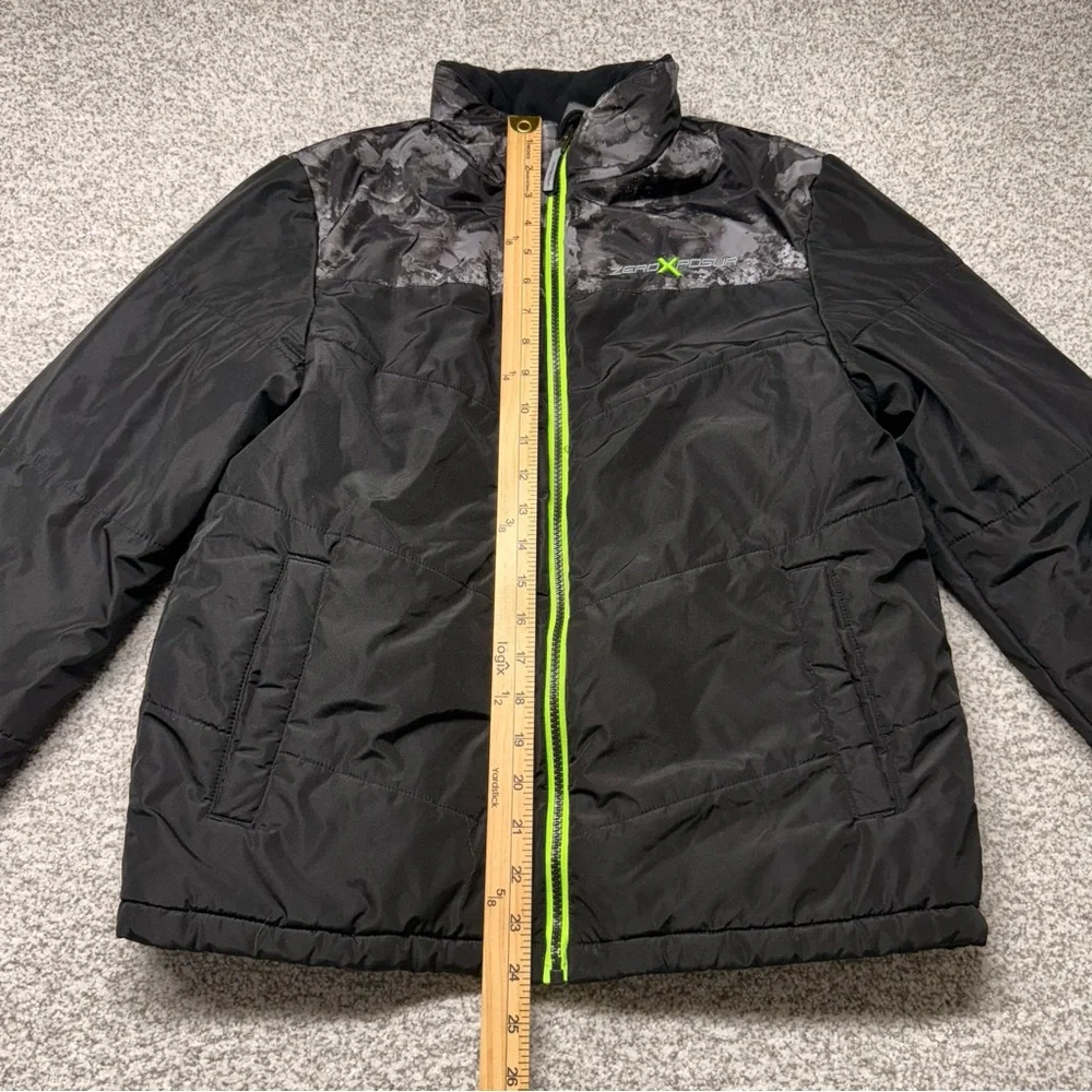 Kids Boys ZeroXposur Gray‎ Black Camo Neon Green Puffer Jacket Size XXL (18/20)